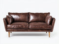 Divano a due posti - Pelle - 178x91x87 cm - Marrone scuro - Stile vintage con braccioli svasati