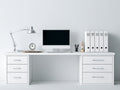 Scrivania - Legno ingegnerizzato - 160x58x75 cm - Bianco - Design minimalista con archiviazione laterale