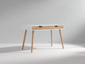Scrivania - Legno - 120x55x76 cm - Bianco-Legno naturale - Design moderno di metà secolo