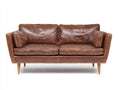 Divano a due posti - Pelle - 176x88x84 cm - Marrone cognac - Stile vintage di metà secolo