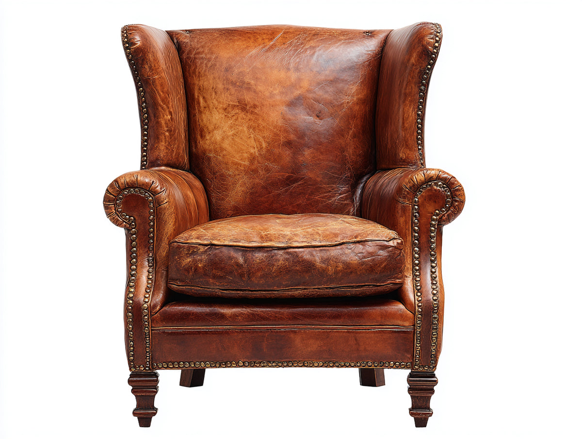 Poltrona - Pelle - 97x90x111 cm - Marrone cognac - Stile classico