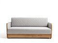 Divano a due posti - tessuto-legno - 168x86x80 cm - grigio perla-legno naturale - design moderno
