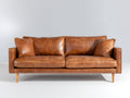 Divano a due posti - pelle - 178x89x83 cm - marrone ambrato - stile contemporaneo