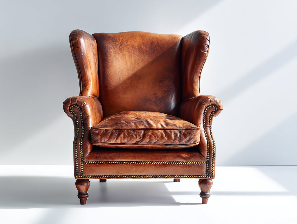 Poltrona - Pelle - 91x88x108 cm - Marrone cognac - Stile vintage