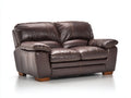 Divano a due posti - Pelle - 160x94x92 cm - Marrone scuro - Design classico imbottito