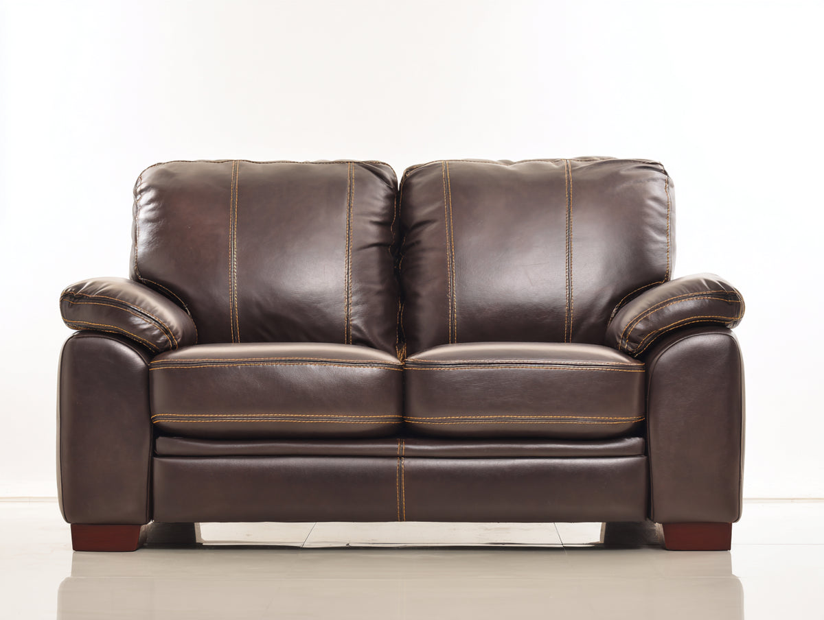 Divano a due posti - pelle - 167x95x89 cm - marrone cioccolato - stile contemporaneo