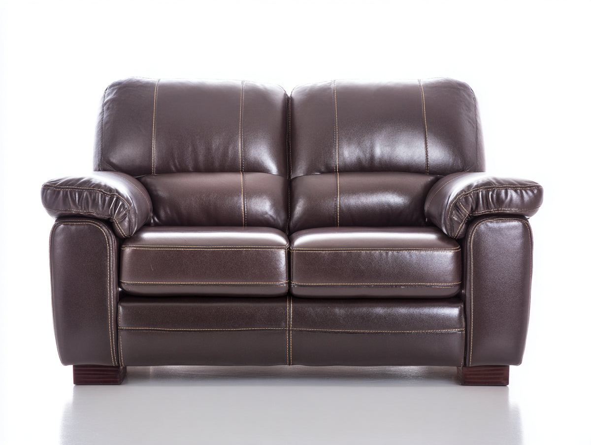 Divano a due posti - pelle - 160x92x91 cm - marrone testa di moro - stile classico