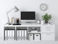 Scrivania - Legno ingegnerizzato - 175x62x76 cm - Bianco - Design contemporaneo con archiviazione integrata