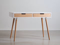 Scrivania - Legno - 125x55x77 cm - Bianco-Legno naturale - Stile nordico con cassetti