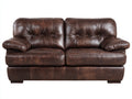 Divano a due posti - Pelle - 168x94x92 cm - Marrone scuro - Stile classico capitonné