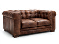 Divano a due posti - pelle - 170x92x78 cm - marrone scuro - stile Chesterfield