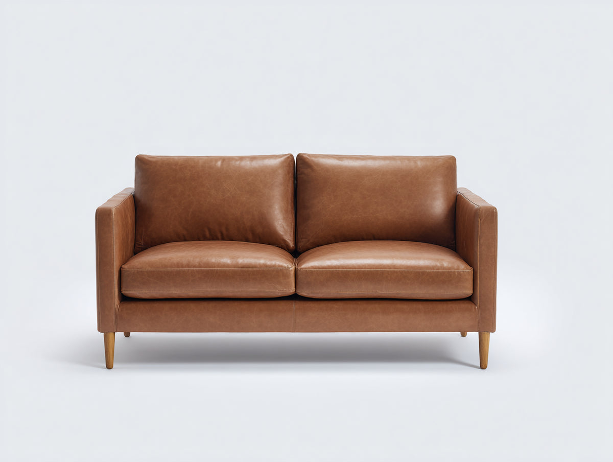 Divano a due posti - pelle - 158x84x86 cm - marrone cognac - design moderno
