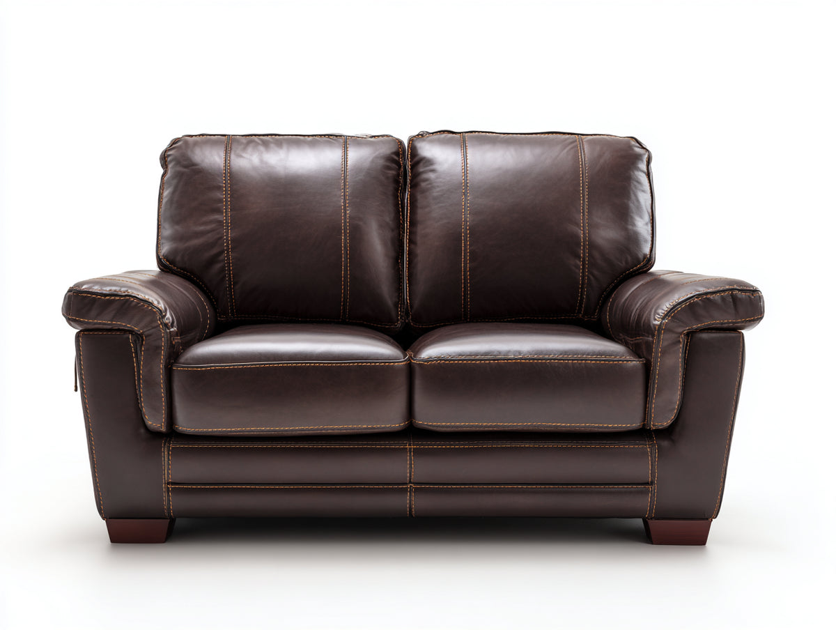 Divano a due posti - pelle - 168x94x89 cm - marrone espresso - stile contemporaneo