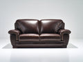 Divano a due posti - Pelle - 171x96x90 cm - Marrone scuro - Design classico contemporaneo