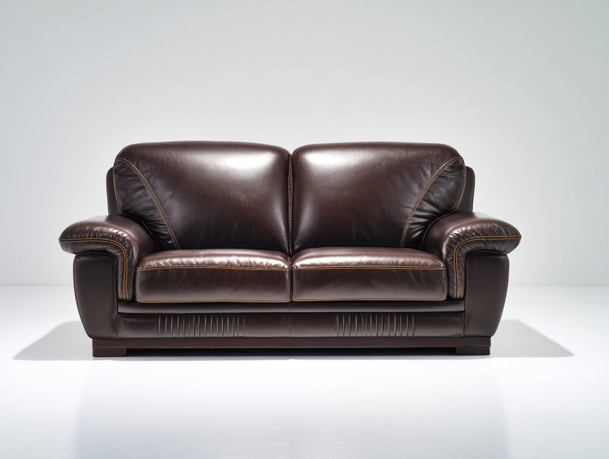 Divano a due posti - Pelle - 171x96x90 cm - Marrone scuro - Design classico contemporaneo