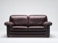 Divano a due posti - Pelle - 166x93x88 cm - Marrone testa di moro - Stile classico imbottito